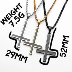 Halskette mit umgedrehtem Kreuz aus Edelstahl – Punk & Stilvoll