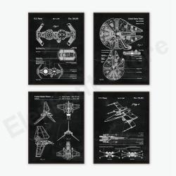 Spacecraft Blueprint Art: Sci-Fi Patent Poster for Home Dcor