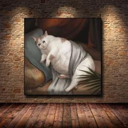 Ağlayan Kedi Duvar Sanatı: Oturma Odaları İçin Retro Sevimli Kanvas Tablolar