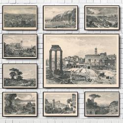 Paesaggi d'epoca italiani - Stampe classiche con incisioni per l'arredamento della casa