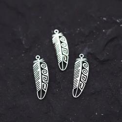 Paslanmaz Çelik Tüy Şeklinde Rune Kolye Uçları ve Takılar (3'lü Paket)