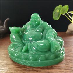 Gülen Buda Heykeli - İyi Şans Getiren Feng Shui Yeşim Taşı Dekorasyonu