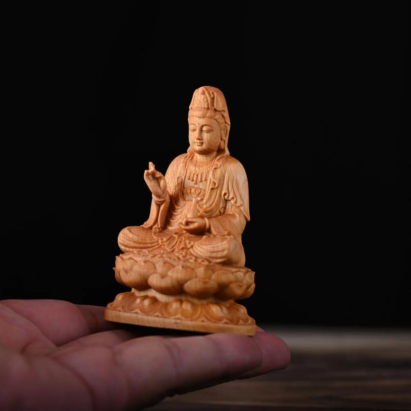 Ahşap Guanyin Buda Heykeli: El Oyması Bodhisattva Dekorasyonu