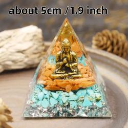 Olivenorma Pyramide Orgonstein - Türkis & Goldfluss Buddha