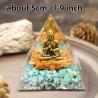 Olivenorma Pyramide Orgonstein - Türkis & Goldfluss Buddha
