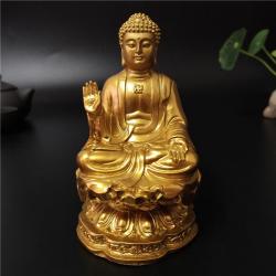 Handgefertigte goldene Feng-Shui-Buddha-Statue | Meditationsdekoration aus Kunstharz