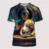Buddha-T-Shirt mit 3D-Druck | Herren Harajuku Buddhistisches T-Shirt