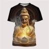 Buddha-T-Shirt mit 3D-Druck | Herren Harajuku Buddhistisches T-Shirt