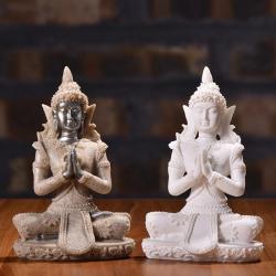 Meditationsbuddha-Statue aus thailändischem Sandstein – Dekoration für Ihr Zuhause