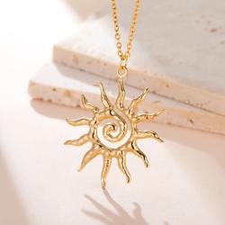 Goldene Spiral-Sonnenkette | Edelstahl-Choker für Damen