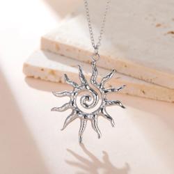 Goldene Spiral-Sonnenkette | Edelstahl-Choker für Damen