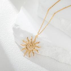 Goldene Spiral-Sonnenkette | Edelstahl-Choker für Damen