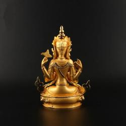 Vergoldete Guanyin-Statue | 15 cm große tibetisch-buddhistische Figur