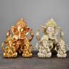 Altın Kumtaşından Ganesha ve Buda Heykeli - Hindu Fil Dekorasyonu