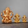 Altın Kumtaşından Ganesha ve Buda Heykeli - Hindu Fil Dekorasyonu