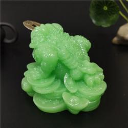 Feng-Shui-Glücksfroschstatue | Leuchtender Jade, 3 Beine, Dekoration