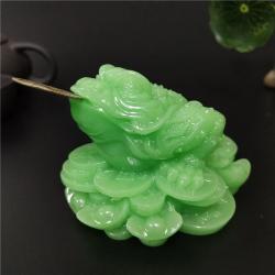Feng-Shui-Glücksfroschstatue | Leuchtender Jade, 3 Beine, Dekoration