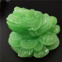 Feng-Shui-Glücksfroschstatue | Leuchtender Jade, 3 Beine, Dekoration
