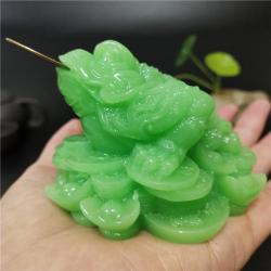 Feng-Shui-Glücksfroschstatue | Leuchtender Jade, 3 Beine, Dekoration