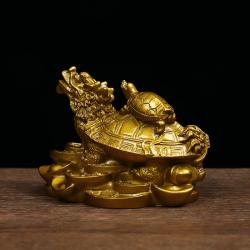 Altın Feng Shui Ejderha Kaplumbağa Heykeli - Zenginlik ve Şans Tılsımı