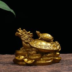 Altın Feng Shui Ejderha Kaplumbağa Heykeli - Zenginlik ve Şans Tılsımı