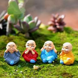 Reçineden Mini Keşiş Figürleri: Kendin Yap Bahçe Dekorasyonu ve El Sanatları Seti