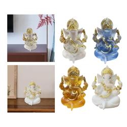 Zarif Ganesha ve Buda Heykeli - Dekoratif Oyma Figürin
