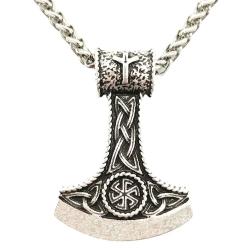 Perun Axe Kolovrat Pendant: Slavic Rune Algiz Talisman Necklace
