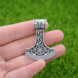 Perun Axe Kolovrat Pendant: Slavic Rune Algiz Talisman Necklace