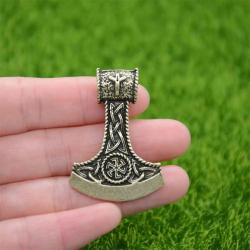 Perun Axe Kolovrat Pendant: Slavic Rune Algiz Talisman Necklace