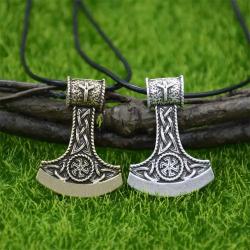 Perun Axe Kolovrat Pendant: Slavic Rune Algiz Talisman Necklace