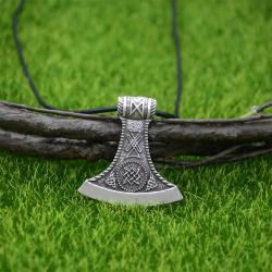 Perun Axe Kolovrat Pendant: Slavic Rune Algiz Talisman Necklace