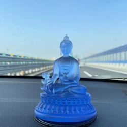 Blaue Buddha-Statue (Medizin) – Handgefertigtes Zen-Ornament aus Kunstharz