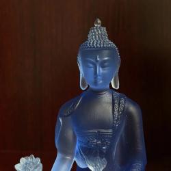 Blaue Buddha-Statue (Medizin) – Handgefertigtes Zen-Ornament aus Kunstharz
