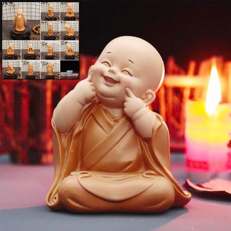 Niedliche Mini-Buddha-Mönch-Statue aus Kunstharz – Dekoration & Geschenkidee