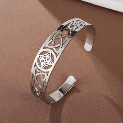 Bracelet manchette en acier inoxydable à nœud de sorcière - Charme païen et amulette porte-bonheur