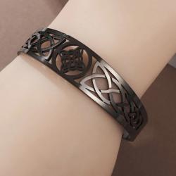 Bracelet manchette en acier inoxydable à nœud de sorcière - Charme païen et amulette porte-bonheur
