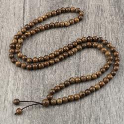 Tibet Mala Bileklik | 108 Ahşap Boncuk, Buda Figürü ve Tesbih