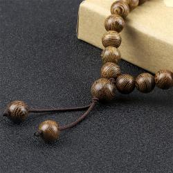 Tibet Mala Bileklik | 108 Ahşap Boncuk, Buda Figürü ve Tesbih