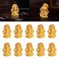 Altın Ganesha Fil Figürleri | 10'lu Paket Reçine Hindu Heykeli Dekorasyonu