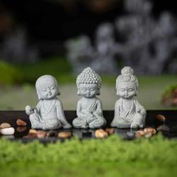Cute Buddha Monk Figurines | Zen Aquarium & Garden Decor