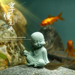 Cute Buddha Monk Figurines | Zen Aquarium & Garden Decor