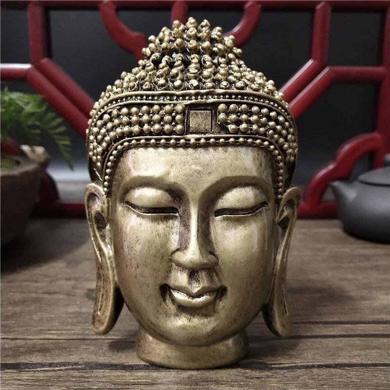 Bronze Buddha Head Wall Decor: Resin Sakyamuni Statue