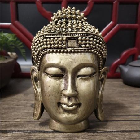 Bronze Buddha Head Wall Decor: Resin Sakyamuni Statue