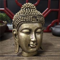 Bronze Buddha Head Wall Decor: Resin Sakyamuni Statue