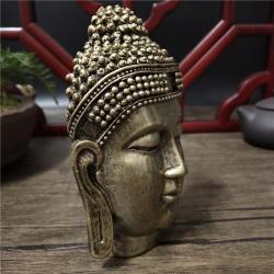 Bronze Buddha Head Wall Decor: Resin Sakyamuni Statue