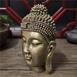Bronze Buddha Head Wall Decor: Resin Sakyamuni Statue