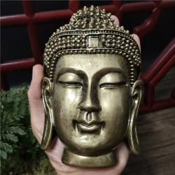 Bronze Buddha Head Wall Decor: Resin Sakyamuni Statue