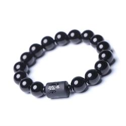 Siyah Obsidyen Çift Bileklik - Şanslı Buda Tılsımı Koruması
