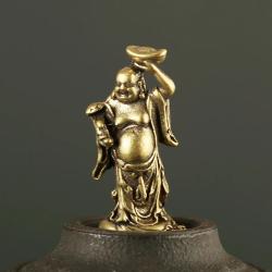 Mini Bakır Maitreya Buda Figürü: Pirinç Cep Süsü Dekorasyonu